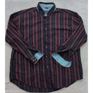 Woods And Gray Button Shirt Long Sleeve Striped Color Block XL